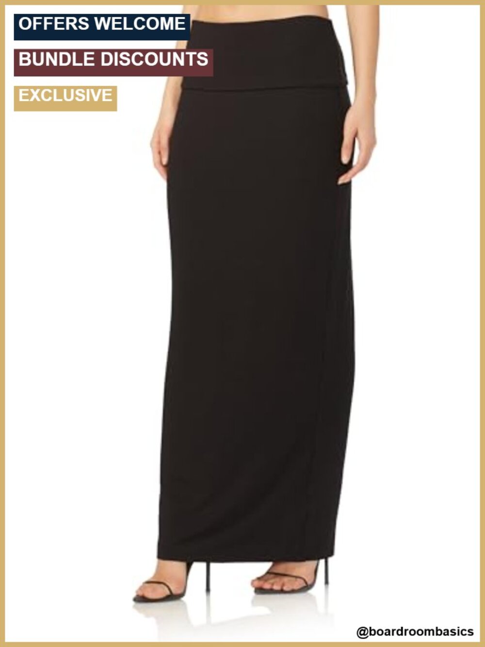AFRM Esin Soft Foldover Waist Maxi Skirt Stretch Knit